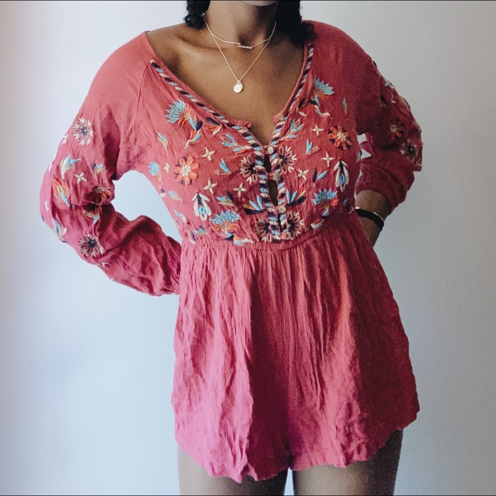pink floral romper